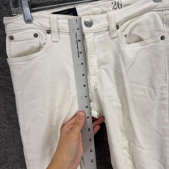 J. Crew Jeans Women 26 Plus Beige Denim Light Wash Low Rise Ankle Toothpick - Picture 4 of 8